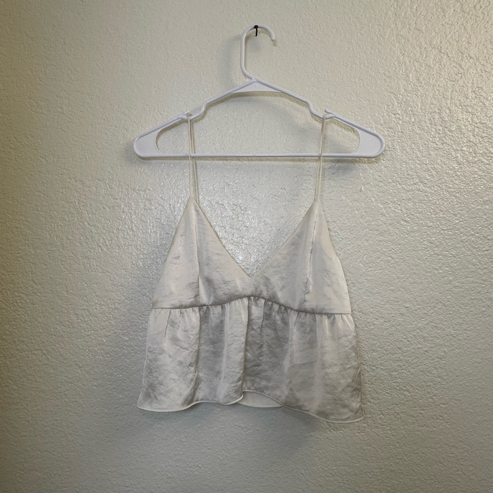 ARITZIA WHITE SATIN CAMISOLE BLOUSE (XS)